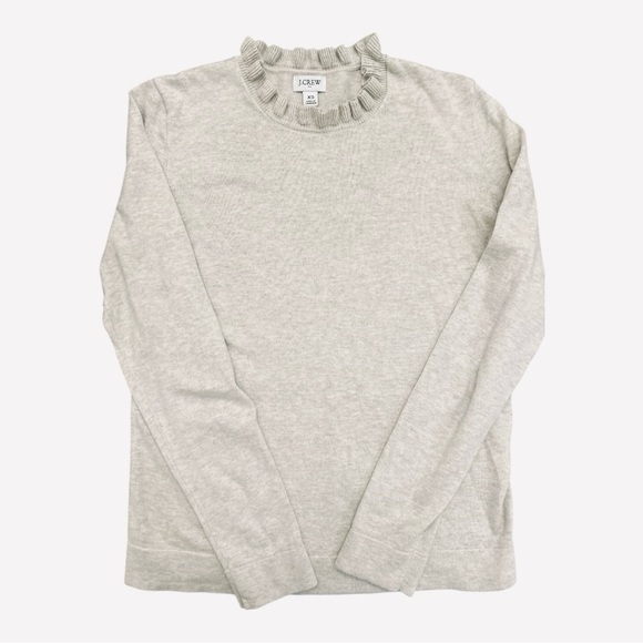 J. Crew Light Gray Ruffled Neck Sweater - Picture 4 of 9